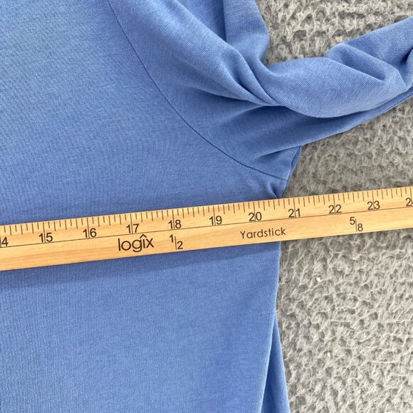 J Jill Top Womens Large Blue Pure Jill Boat Neck 3/4 Sleeve Tunic Stretch Knit - Picture 8 of 11